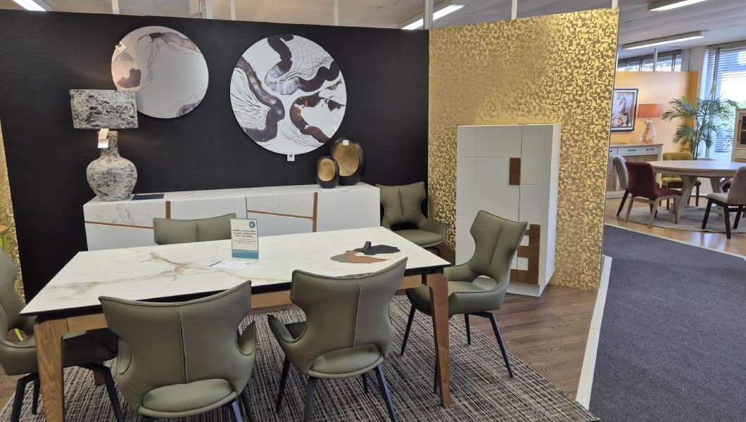 Salle A Manger Plateau Marbre Chaise Cuir